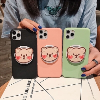 เคสการ์ตูนน่ารัก Huawei Y6S Y9S Y6P Y8P Y7P Y5P Y6 PRIME 2018 GR5 2017 Mate 9lite HONOR 6X 7X 8X 9X 10X LITE MAX 3D Cartoon Bear Make Up Mirror Stand Soft Phone Cover Case
