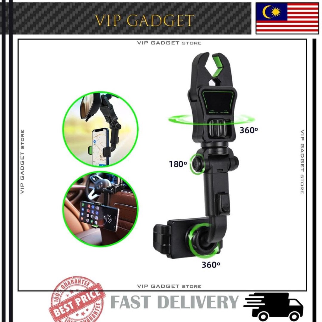 ชิปใน 24Hrs!Pemegang Telefon ที่วางโทรศัพท์คอยาว 360 องศา ด้านหลัง Mirror Mount ที่วางโทรศัพท์ในรถยน