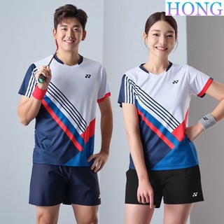 Yonex ชุดแบดมินตัน เสื้อกีฬา แขนสั้น กางเกงขาสั้น แบบแห้งเร็ว แฟชั่นสําหรับผู้ชาย และผู้หญิง