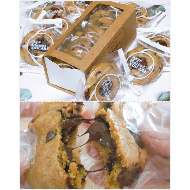 soft cookie ลาวา Brown butter เนยแท้นำเข้า คุ้กกี้นิ่ม ไส้ลาวา (ดาร์คช็อค/นูเทลล่า) 8 / 5 ชิ้น Dark Choc 70%