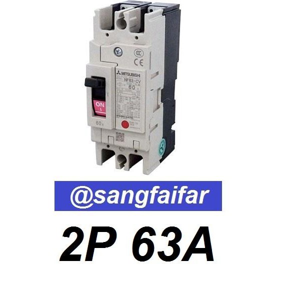 MITSUBISHI MCCB เบรคเกอร์ มิตซู No Fuse Breaker NF63CV 2P 40A, 50A , 63A รุ่น NF63-CV
