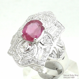 SKJewelryfactory แหวนเงินแท้ 92.5% ฝังพลอยทับทิมแท้ ดีไซด์สุดหรูอลังการณ์ ER02267-RBY