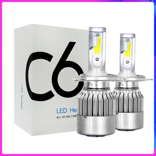 1คู่ ไฟหน้ารถยนต์ C6 LED แสงสีขาว H1 H3 H4 H7 H11 9005 9006 36W 6000K