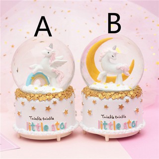 Unicorn Musical 80MM Polysin Snow Globe with falling Snowflakes &amp; music