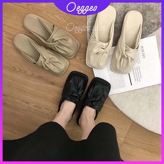Oeggeo shop รองเท้าแตะลําลอง แบบสวมครึ่งหนึ่ง ลดริ้วรอย สําหรับผู้หญิง