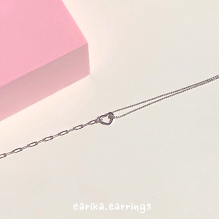 earika.earrings - two tone heart bracelet สร้อยข้อมือทูโทนเงินแท้จี้หัวใจ ปรับขนาดได้ เหมาะสำหรับคนแพ้ง่าย