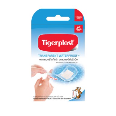 Tigerplast พลาสเตอร์ ปิดแผล พลาสเตอร์ใส แบบใส กันน้ำ ขนาด 19x40 mm 1 กล่อง บรรจุ 10 ชิ้น 15692