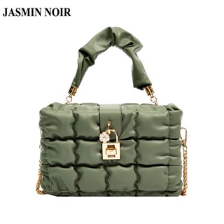 Jasmin NOIR กระเป๋าถือ กระเป๋าสะพายไหล่ ลายสก๊อต มีสายโซ่คล้อง สําหรับสตรี