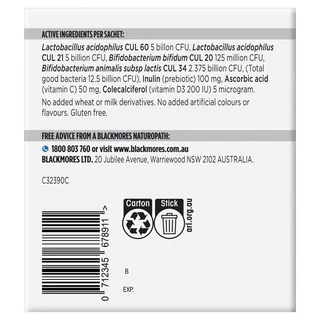 Blackmores Probiotics+ Kids Daily 30 x 1.3g Oral Powder Sachets สนับสนุนสุขภาพลำไส้และระบบภูมิคุ้มกันของเด็ก