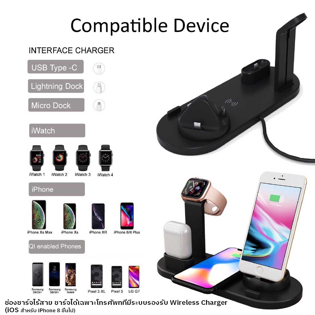 Wireless Charger, 3 in 1 Wireless Charging เครื่องชาร์จไร้สาย Stand ราคา ถูกที่สุด ดีลบีเคเค แกลเลอรีภาพที่ 2