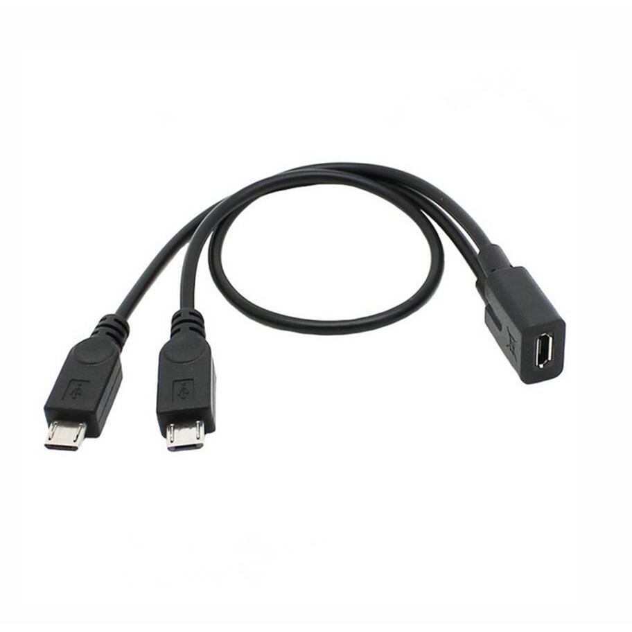 Android Micro USB One Point Two v8 Female to Two Male Microusb Adapter Cable USB ชายหญิง 1 Point 2