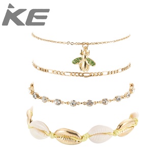 Beach Womens Anklet Shell Woven Diamond Chain Full Diamond Bee Pendant MultiFootwear for girl