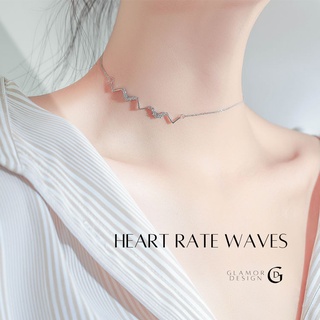 GLAMOR✨สร้อยคอ HEART RATE WAVES จี้สร้อยคอฝังเพชร สร้อยคอเงินแท้ สร้อยคอผู้หญิง สร้อยเงินแท้พร้อมจี้ สร้อยจี้