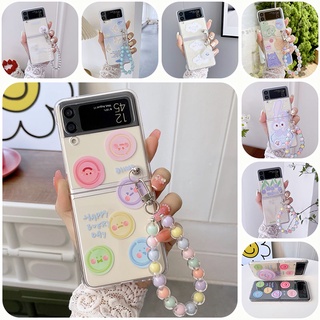 เคสโทรศัพท์มือถือ แบบใส กันกระแทก ลายดอกไม้ทิวลิป สีม่วง พร้อมขาตั้ง หลากสี สําหรับ Samsung Galaxy Z Flip 4 Z Flip 3 5G