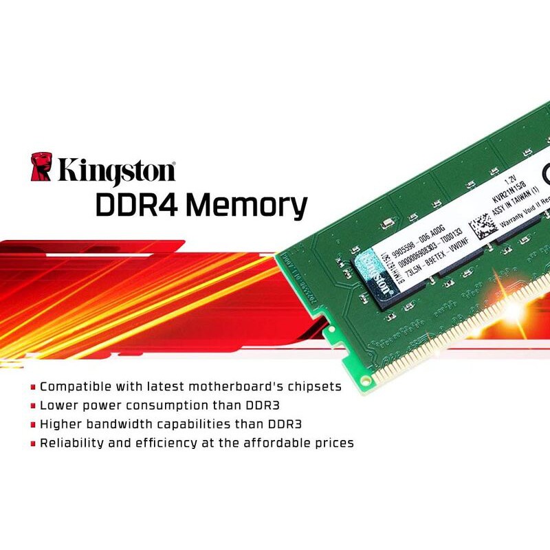 Kingston 4GB 1600MHz DDR3 Non-ECC CL11 DIMM 1Rx8  Ram  (แรมพีซี) - (KVR16N11S8/4WP
