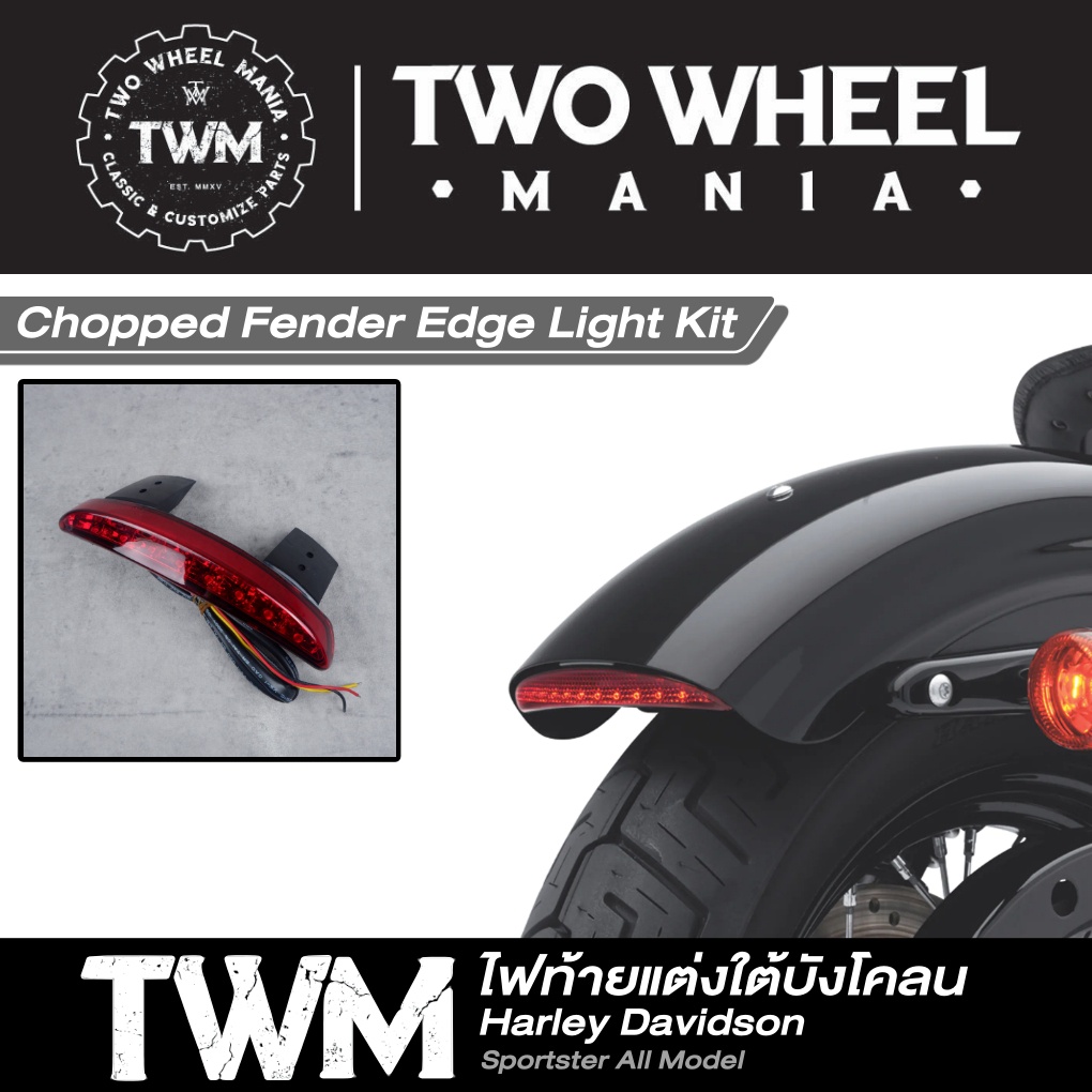 ไฟท้ายใต้บังโคลนแต่ง : LED Chopped Fender Edge Light Kit : Harley Davidson Sportster All Model