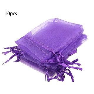 10pcs Wedding Thin Mesh Gift Bag Drawstring Design Yarn Pouch Party Solid Color Candy Favor Bag