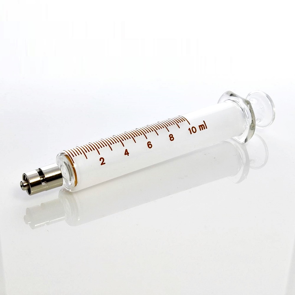 10 ml.[‼️รับประกันของแท้จากโรงงาน💯%]หลอดฉีดยาแก้วปลายเหล็กล็อค(Glass Luer Lock Syringe) กระบอกสูบใส 