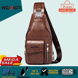 Pay At Home WEIXIER 9525 กระเป๋าคาดอก หนังพรีเมี่ยม กันน้ํา สําหรับผู้ชาย