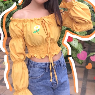 เสื้อปาดไหล่ สีเหลืองแสนน่ารักกก 🤤🌵