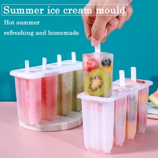 1 Set 4 Cells Plastic Frozen Popsicles Mold