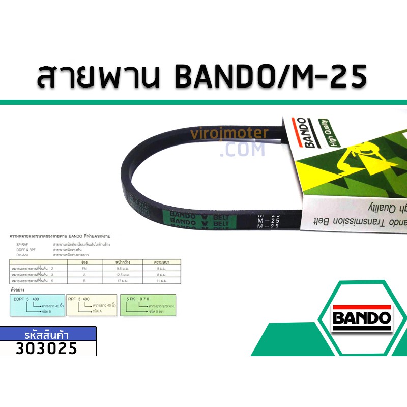 สายพาน เบอร์ M-25 ยี่ห้อ BANDO (แบนโด) ( แท้ )