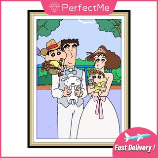 Pm 5D ภาพจิตรกรรมลาย Happy Family ติดประดับเพชร DIY สําหรับติดตกแต่งผนังบ้าน 30x40ซม.