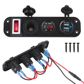 Car Charger LED Display Digital Voltmeter Double USB 12-24V Car Switch Panel Power Outlet 5V 2.1A +2.1A