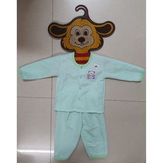 พร้อมส่ง ชุดเด็กอ่อน ผ้าแซนวิท แขนยาว กระดุมหน้า ผ้ายืด สีพื้น 5 สี 3 ขนาด M L XL สกรีนการ์ตูน