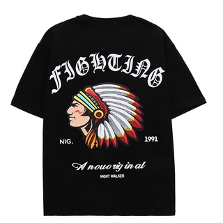 Aboriginal เสื้อยืดแขนสั้น พิมพ์ลายหัวหน้าอินเดีย แฟชั่นฤดูร้อน