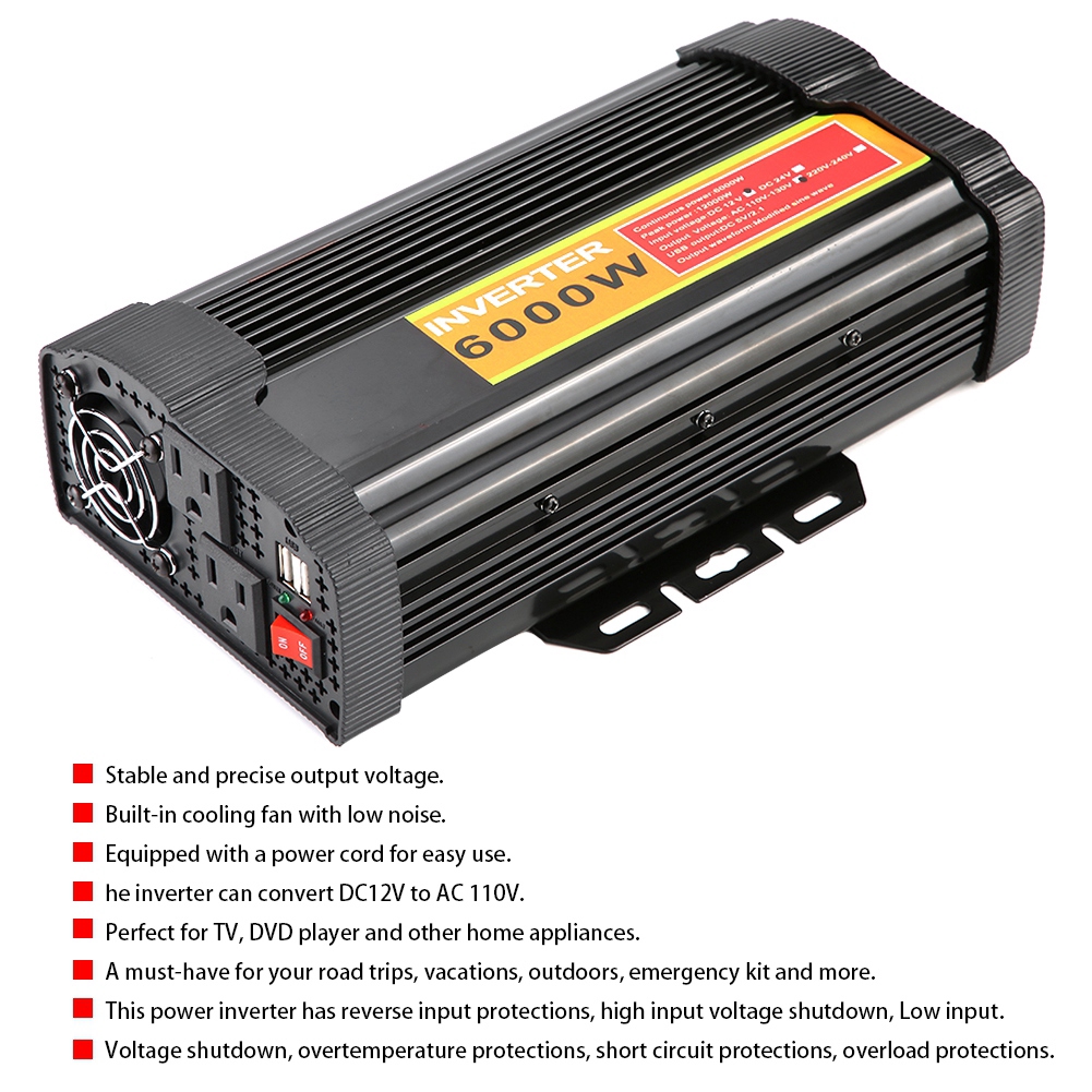 Alloy Car Power Inverter Converter Adapter 12V to 110V 120V Power Outlet