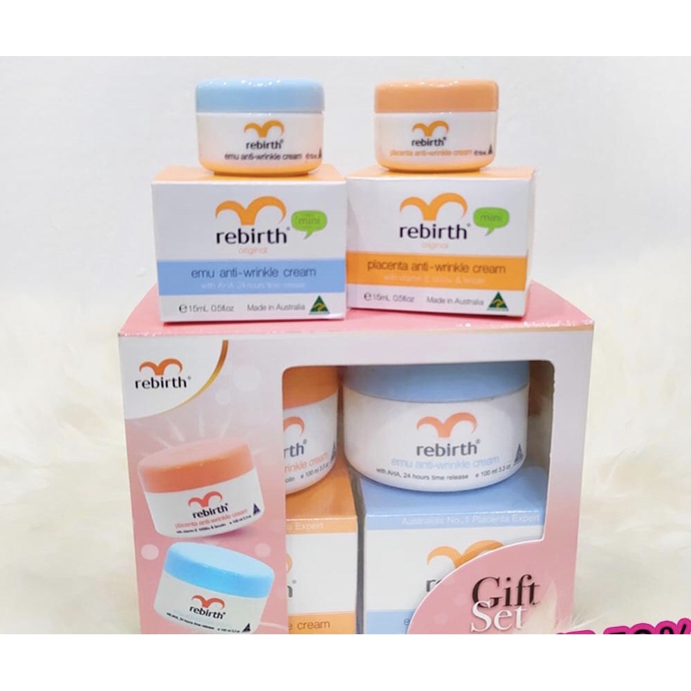 (Gift Set) Rebirth Placenta &amp; Emu Anti-Wrinkle Set 2 Items (Free Placenta Anti-wrinkle และ Emu Anti-Wrinkle 15ml×2)