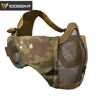 IDOGEAR tactical Mask Mesh Half Face Mask With Ear Protection Gear Adjustable Foldable Outdoor Tactical Mask