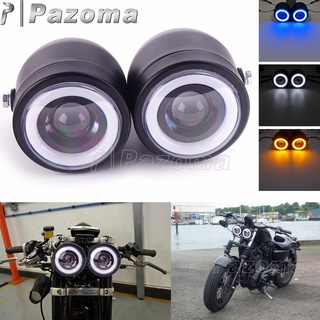 PA 12โวลต์รถจักรยานยนต์ LED ไฟหน้าคู่คู่วินเทจ H Ead Light ไฟหน้าสำหรับฮาร์เลย์ Softail ฮอนด้ายามาฮ่าซูซูกิคาวาซากิ Caef