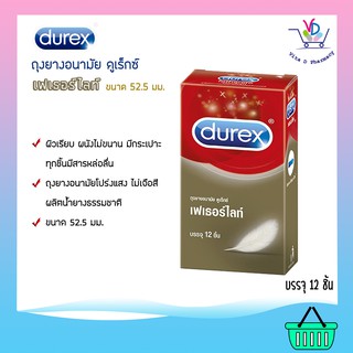 Durex Fetherlite ถุงยางอนามัย ดูเร็กซ์ เฟเธอร์ไลท์ 1 โหล (12 ชิ้น) ขนาด 52.5 มม.