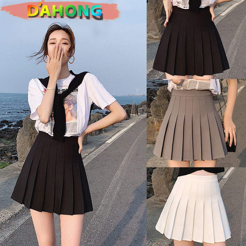 Dahong 800 กระโปรงเอวสูงแฟชั่น กระโปรงเอวสูงจัดกลีบรอบ สไตล์เกาหลีสั้นเหนือเข่า กระโปรงน่ารักเกาหลี