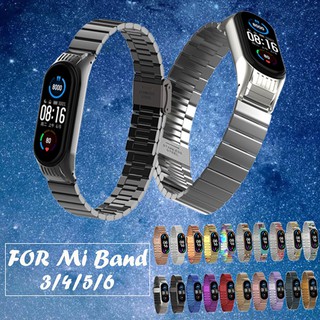 สายนาฬิกาข้อมือ สายสแตนเลสโลหะ แบบเปลี่ยน สําหรับ Xiaomi Mi Band 7 Mi Band 3 4 5 6