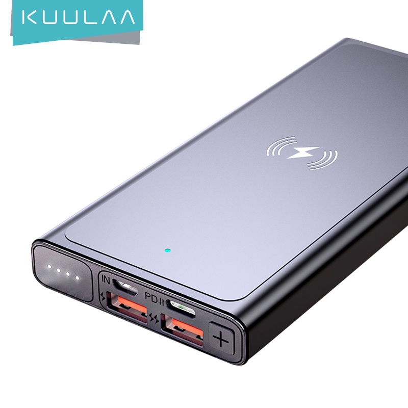 Kuulaa 10000 Mah Qi อุปกรณ์ชาร์จแบตเตอรี่ แบบไร้สาย Qc พร้อม Pd 18Wireless สําหรับ Iphone11 X Samsung Xiaomi