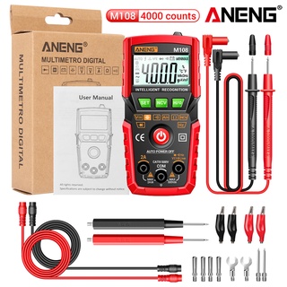 Aneng M108 มัลติมิเตอร์ดิจิทัล ขนาดเล็ก 4000 counts AC/DC เครื่องทดสอบไฟฟ้า มัลติเมโทร ดิจิทัล มิเตอร์มืออาชีพ