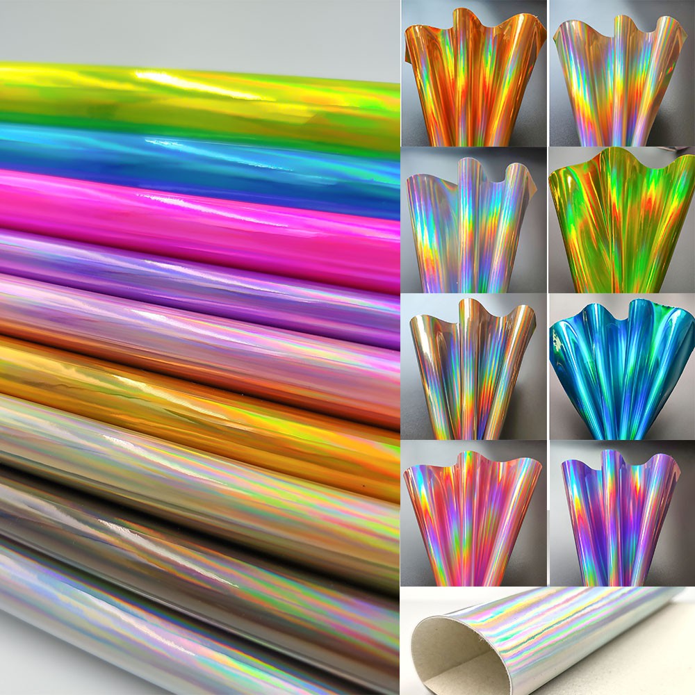 แผ่นผ้าโฮโลแกรม 3d หลากสีสัน สําหรับ ทำกระเป๋าสตางค์ รองเท้า diy