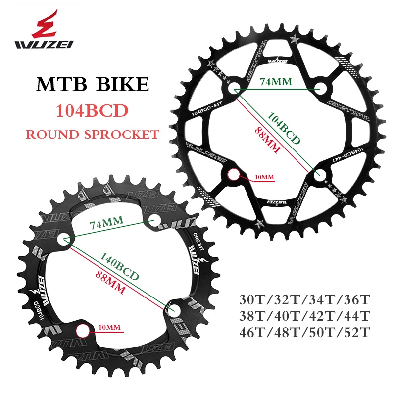 WUZEI MTB Chainwheel ทรงกลมแคบกว้าง สำหรับจักรยานเสือภูเขา หลากหลายขนาดฟันเกียร์