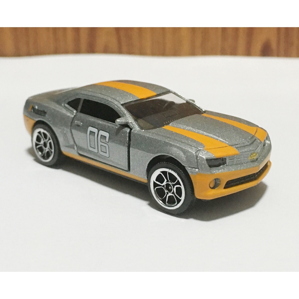 Majorette Chevrolet Camaro 06 - Orange Strip hood - Silver Color /Wheels 5HC /scale 1/62 (3 inches) 