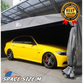 โรงจอดรถสำเร็จรูป CARSBRELLA รุ่น SPACE SIZE M สำหรับรถขนาดกลาง ยืด หด พับ เก็บได้ ใช้งานสะดวก