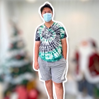 เสื้อมัดย้อมแฮนเมด-ลายก้นหอยสีเขียวดำ