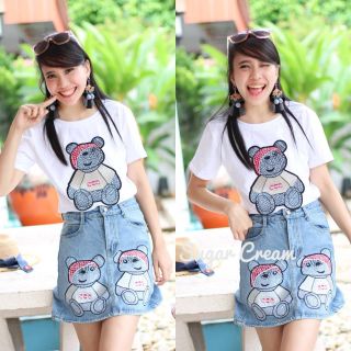 เซ็ตสุดคุ้ม เสื้อ+กระโปรงยีนส์