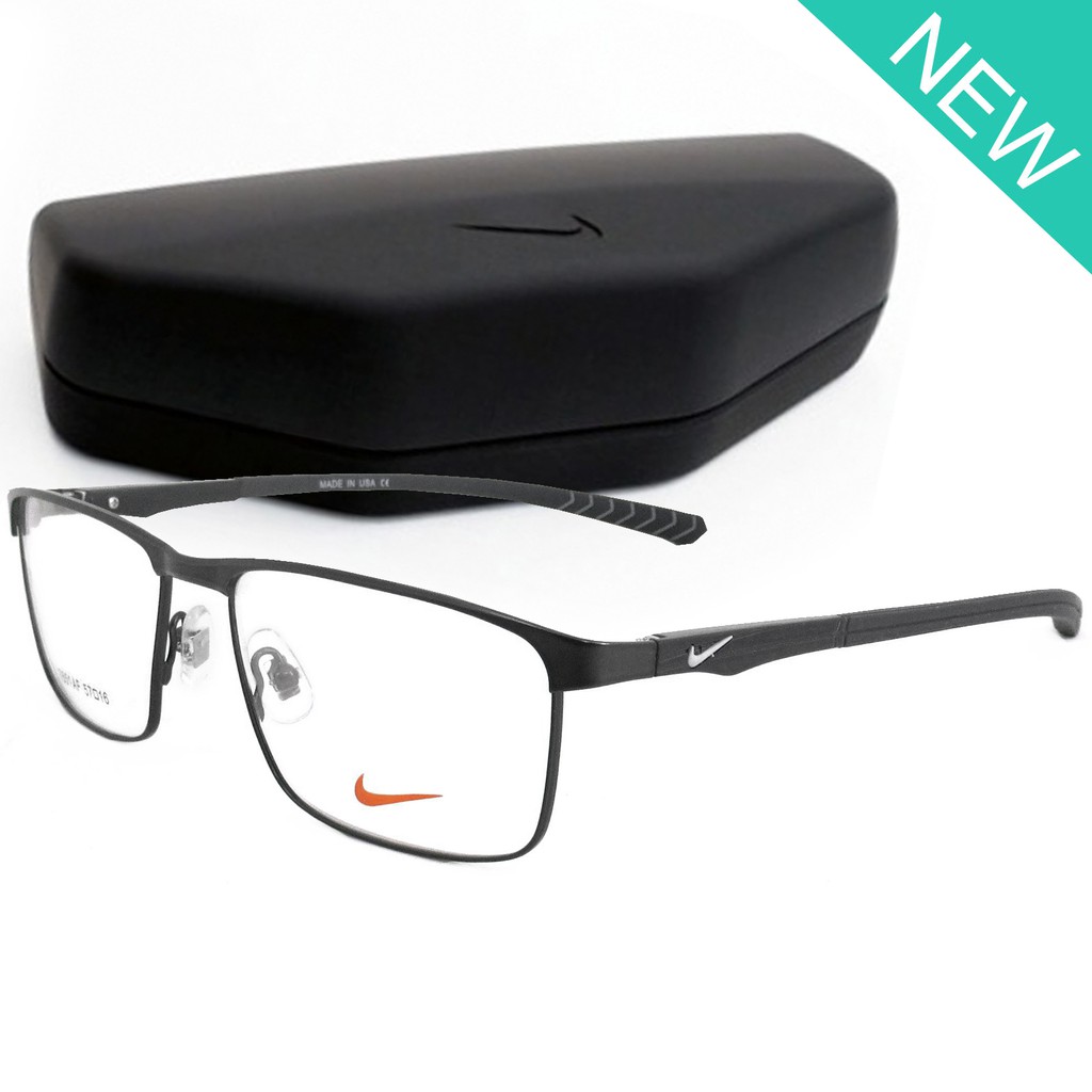 Nike Fashion แว่นตา สีเทา กรอบแว่นตา กรอบเต็ม ขาข้อต่อ วัสดุ สแตนเลส สตีล (สำหรับตัดเลนส์) Eyewear T