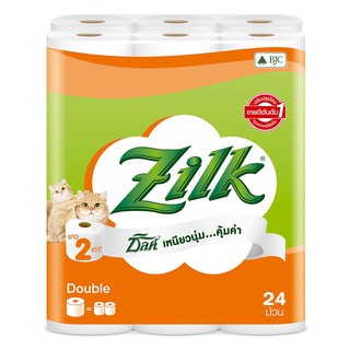 กระดาษชำระ ทิชชู่เปียก กระดาษชำระ ZILK DOUBLE ROLL แพ็ค 24 อุปกรณ์ทำความสะอาด ของใช้ภายในบ้าน TOILET PAPER ZILK DOUBLE R