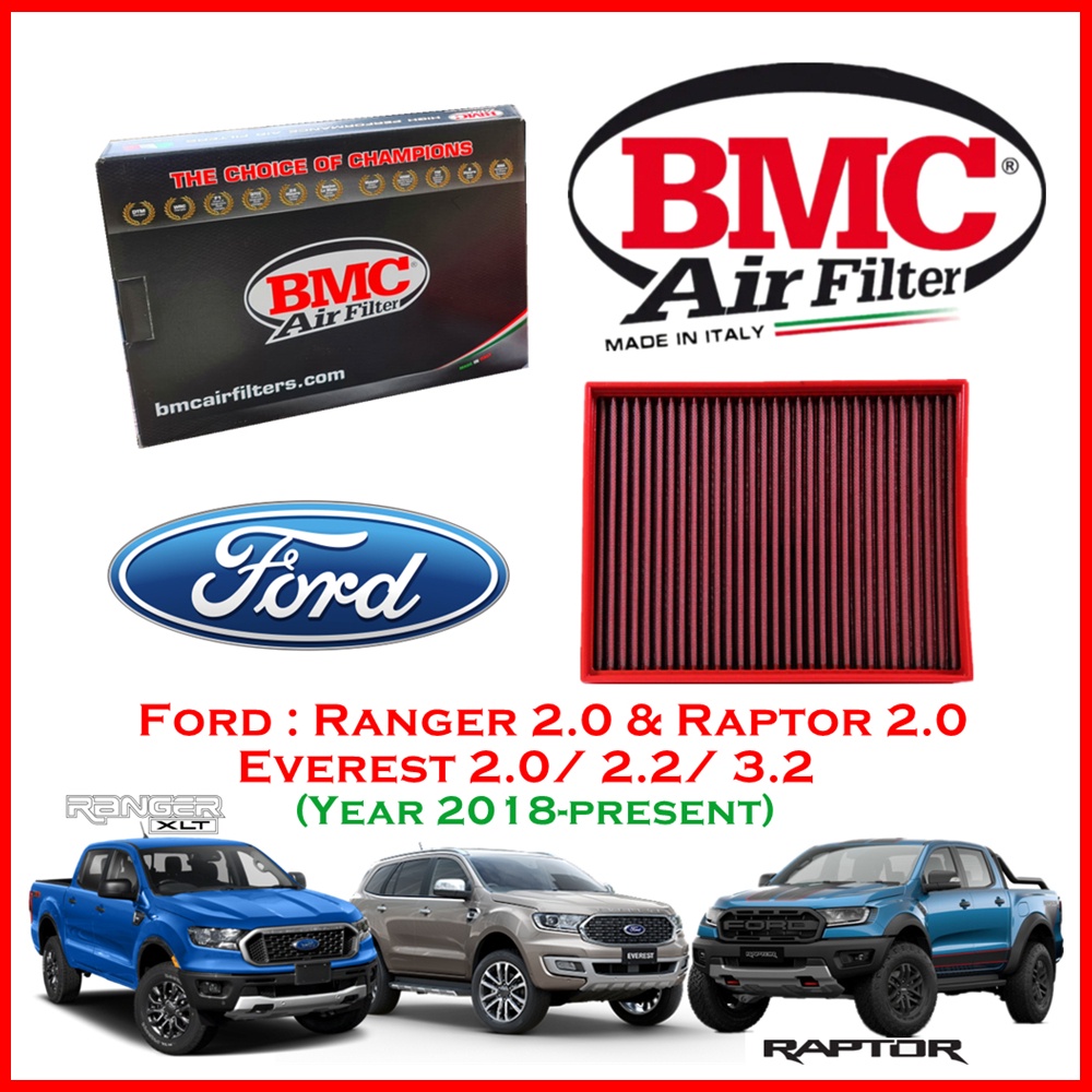 BMC Airfilters® (ITALY) Performance กรองอากาศแต่ง สำหรับ Ford : NEW Ranger 2.0 / Raptor 2.0 / Everest 2.0/2.2/3.2
