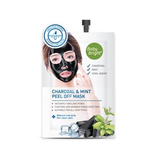 Baby Bright Charcoal &amp; Mint Peel Off Mask 10 g. ยกกล่อง 6 ซอง