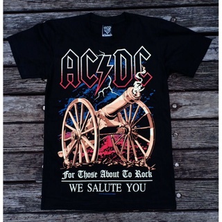 เสื้อยืดผ้าฝ้าย แขนสั้น พิมพ์ลาย NTS 16R281 ACDC HARD ROCK BAND WE SALUTE YOU GUNNERS VINTAGE EDITION